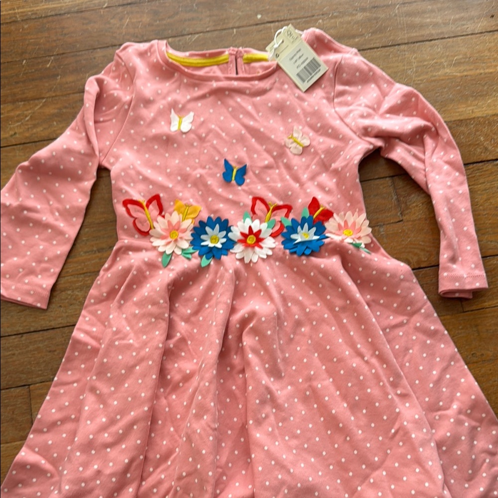 Mini Boden Pink A-Line Dress with Long Cuffed Sleeves size 7-8